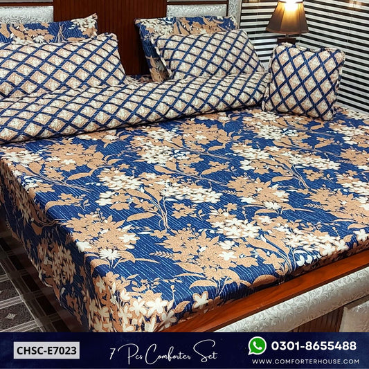 Comforter House | 7 Pcs Mix Cotton Comforter Set | Double Bed | King Size | CHSC-E7023