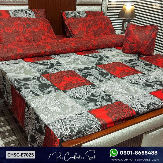 Comforter House | 7 Pcs Mix Cotton Comforter Set | Double Bed | King Size | CHSC-E7025