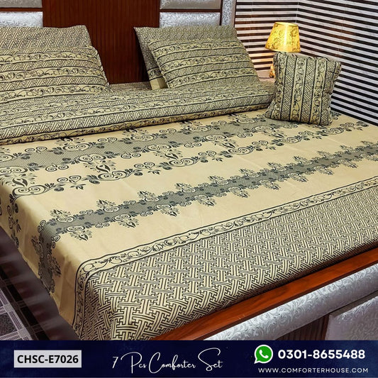 Comforter House | 7 Pcs Mix Cotton Comforter Set | Double Bed | King Size | CHSC-E7026