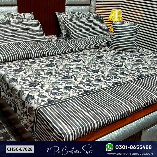 Comforter House | 7 Pcs Mix Cotton Comforter Set | Double Bed | King Size | CHSC-E7028