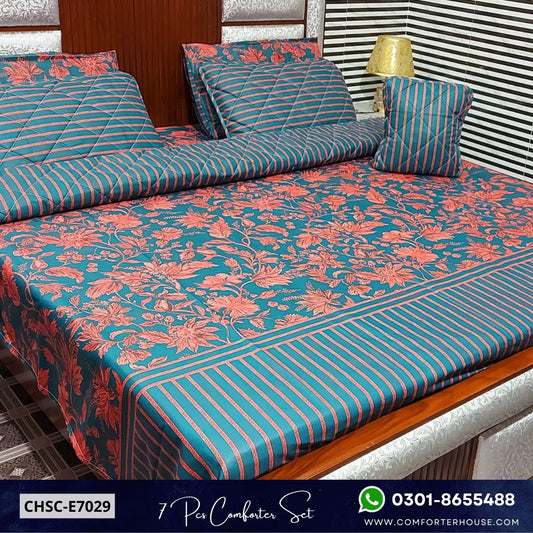 Comforter House | 7 Pcs Mix Cotton Comforter Set | Double Bed | King Size | CHSC-E7029
