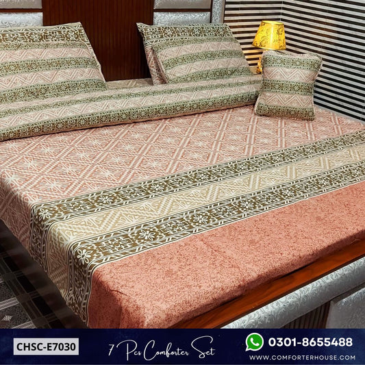 Comforter House | 7 Pcs Mix Cotton Comforter Set | Double Bed | King Size | CHSC-E7030