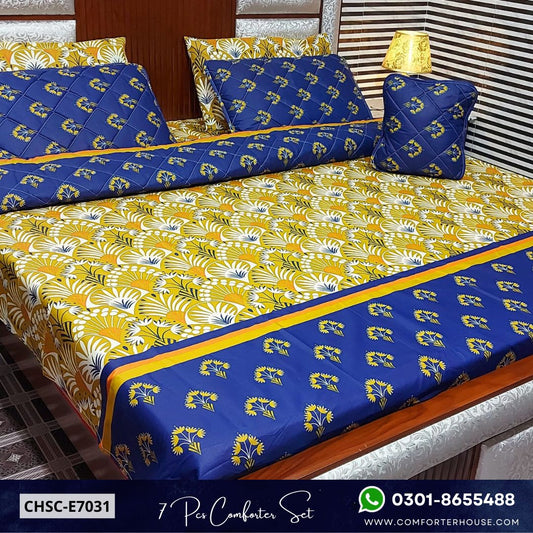 Comforter House | 7 Pcs Mix Cotton Comforter Set | Double Bed | King Size | CHSC-E7031