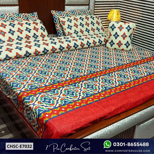 Comforter House | 7 Pcs Mix Cotton Comforter Set | Double Bed | King Size | CHSC-E7032