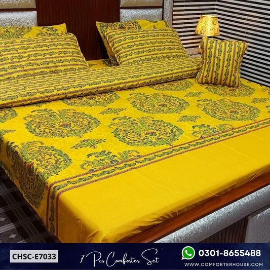 Comforter House | 7 Pcs Mix Cotton Comforter Set | Double Bed | King Size | CHSC-E7033
