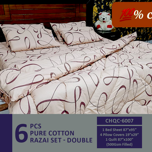 Comforter House | Pure Cotton Vicky Razai Set | Double Bed | King Size | CHQC-6007