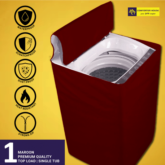 Top Load Washing Machine Cover | Protector | Single Tub | Waterproof | Maroon | All Size