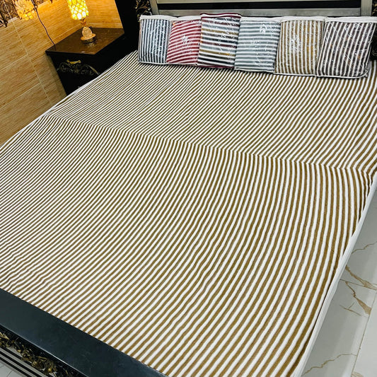 Comforter House | Waterproof Mattress Cover | Protector | Copper Striped | Double Bed | King Size