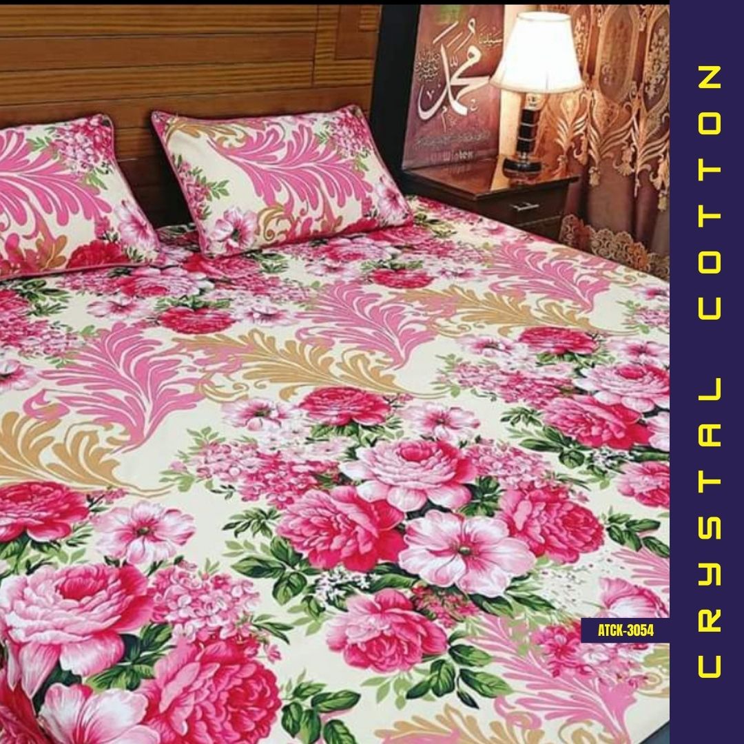 Crystal Cotton Bed Sheet | Double Bed | King Size | ATCK-3054
