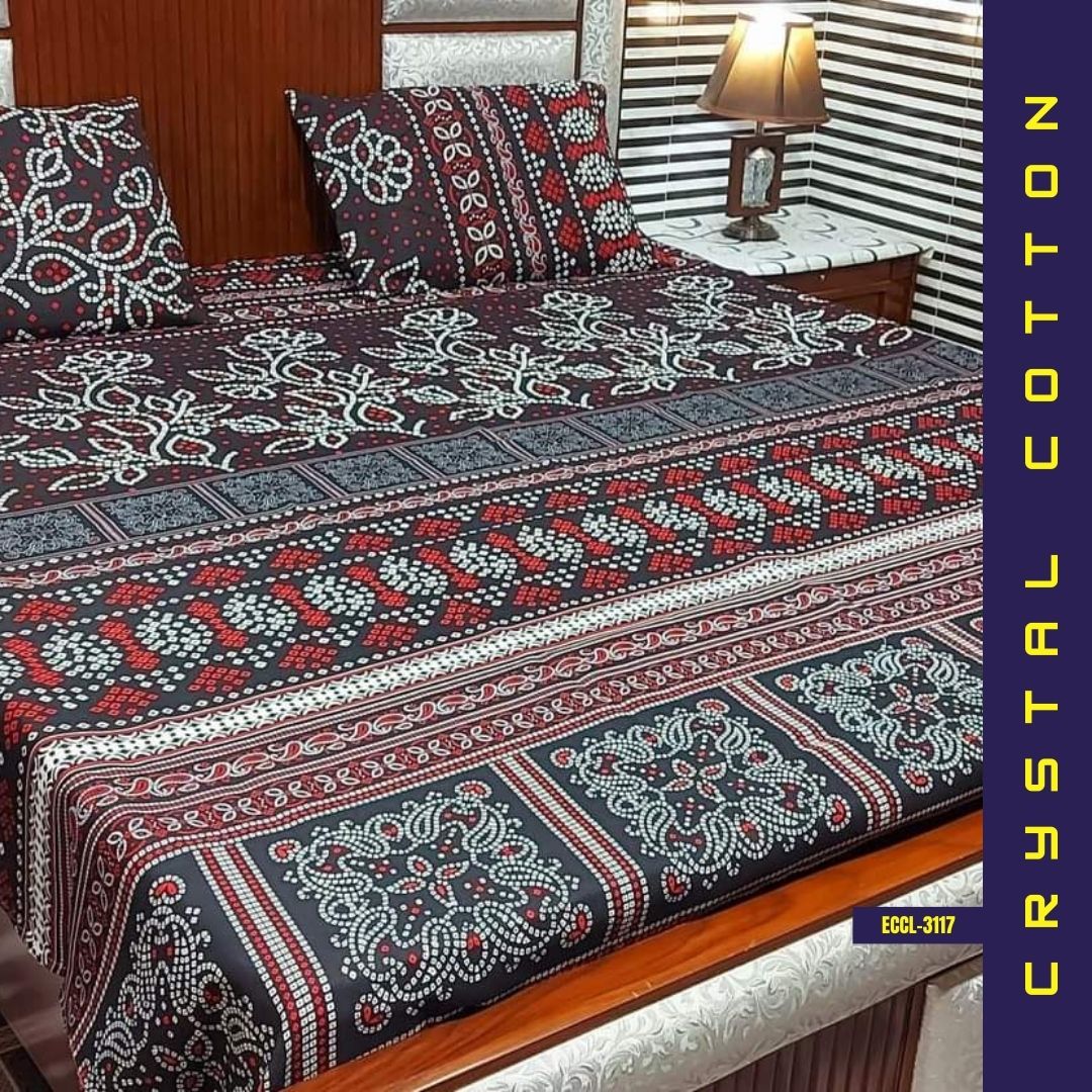 Crystal Cotton Bed Sheet | Double Bed | King Size | ECCL-3117