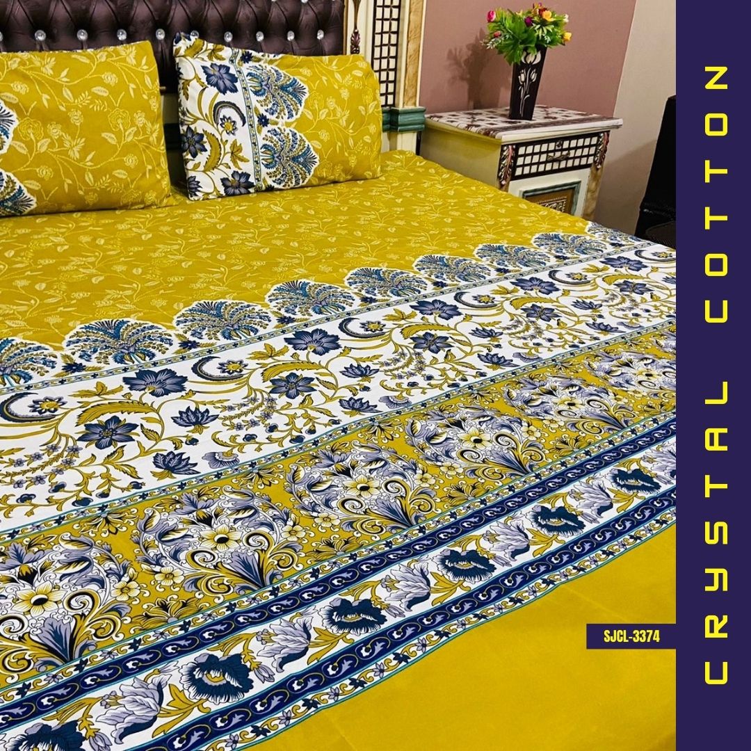 Crystal Cotton Bed Sheet | Double Bed | King Size | SJCL-3374