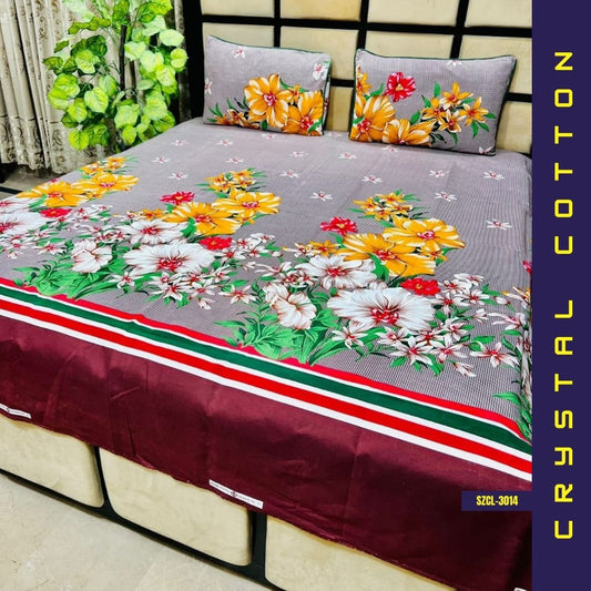 Crystal Cotton Bed Sheet | Double Bed | King Size | SZCL-3014