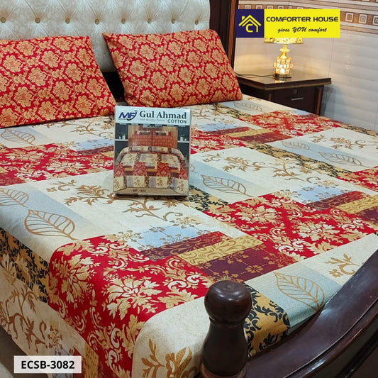 Comforter House | 3 Pcs Cotton Bed Sheet | Double Bed | King Size | ECSB-3082