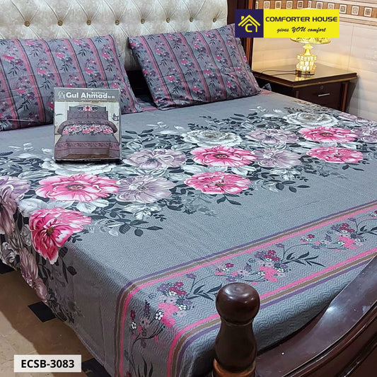 Comforter House | 3 Pcs Cotton Bed Sheet | Double Bed | King Size | ECSB-3083