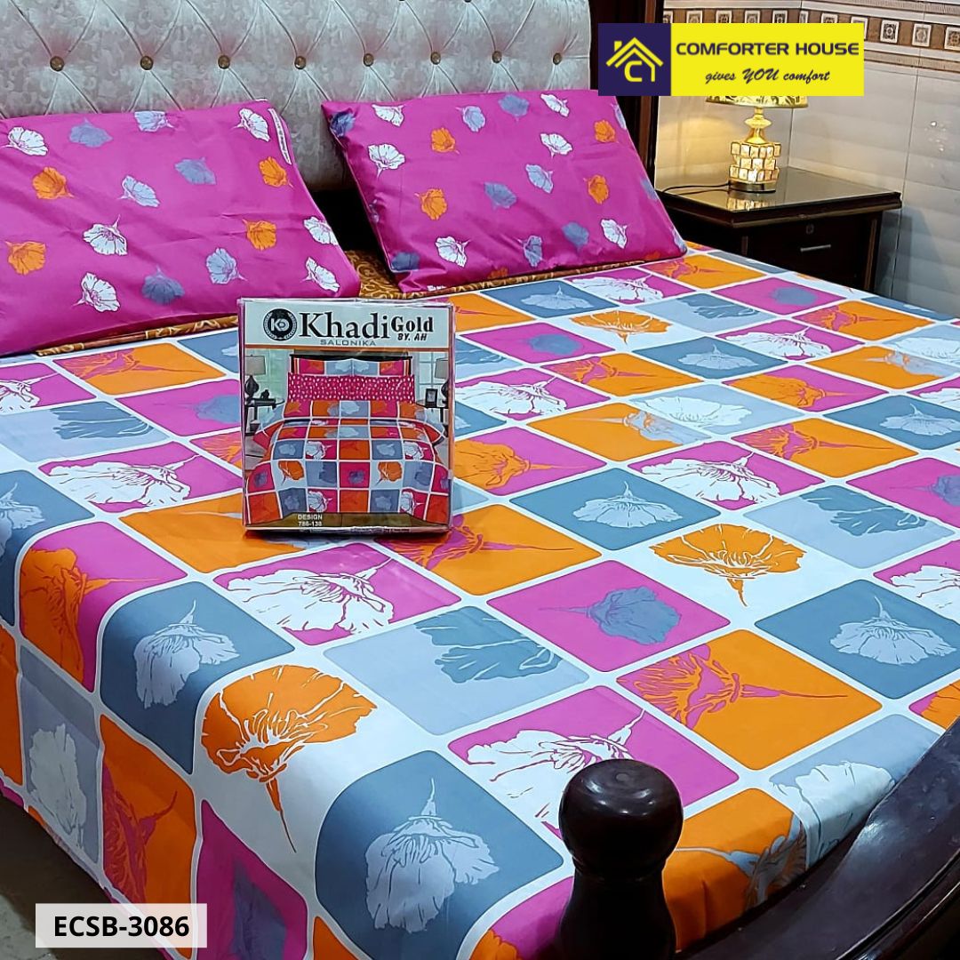 Comforter House | 3 Pcs Cotton Bed Sheet | Double Bed | King Size | ECSB-3086