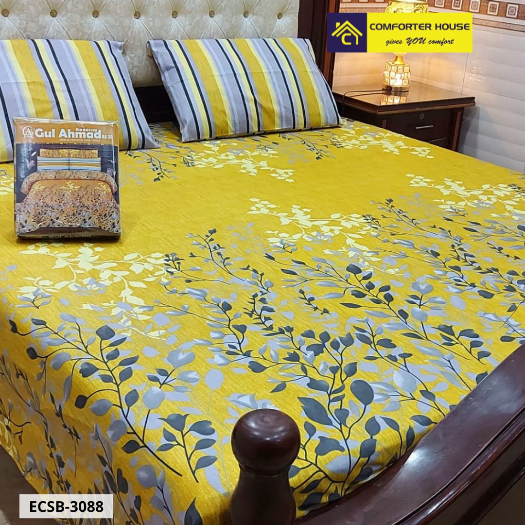 Comforter House | 3 Pcs Cotton Bed Sheet | Double Bed | King Size | ECSB-3088
