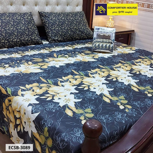 Comforter House | 3 Pcs Cotton Bed Sheet | Double Bed | King Size | ECSB-3089