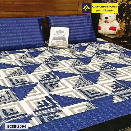 Comforter House | 3 Pcs Cotton Bed Sheet | Double Bed | King Size | ECSB-3094
