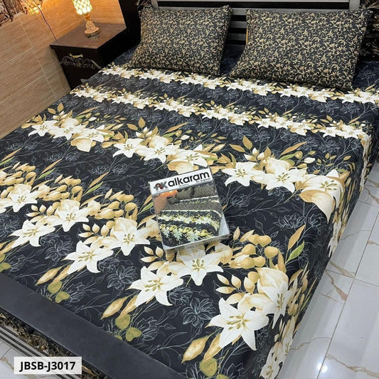 3 Pcs Cotton Bed Sheet | Double Bed | King Size | JBSB-J3017