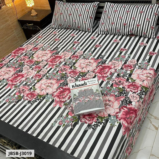 3 Pcs Cotton Bed Sheet | Double Bed | King Size | JBSB-J3019