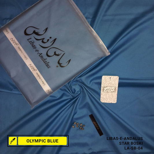 Libas-e-Andalus Star Boski Unstitched Suit for Men | Olympic Blue | LA-SB-04