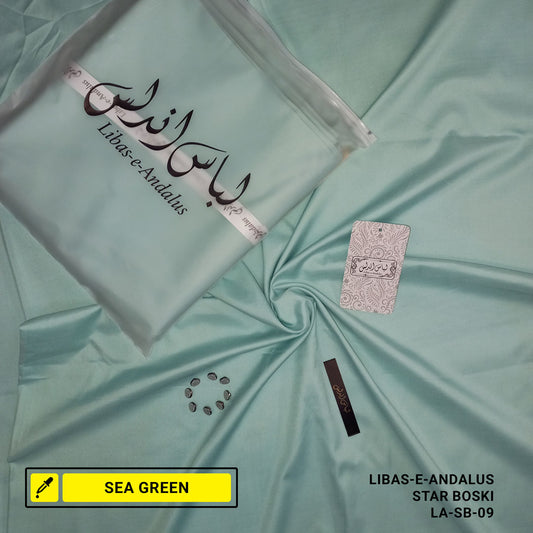 Libas-e-Andalus Star Boski Unstitched Suit for Men | Sea Green | LA-SB-09
