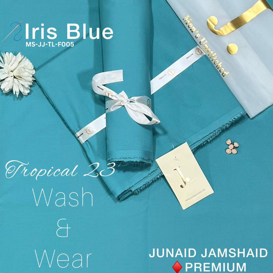 J Dot Premium Summer Tropical Unstitched Suit for Men MS-JJ-WW-F005 | Iris Blue