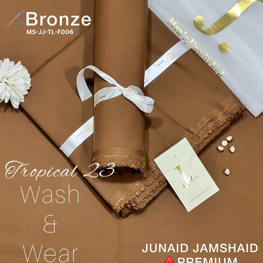 J Dot Premium Summer Tropical Unstitched Suit for Men MS-JJ-WW-F006 | Bronze
