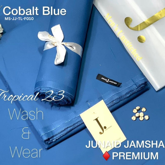 J Dot Premium Summer Tropical Unstitched Suit for MS-JJ-WW-F010 | Cobalt Blue