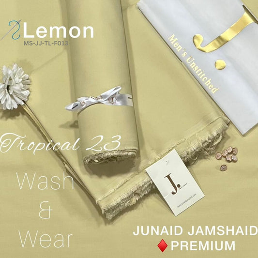 J Dot Premium Summer Tropical Unstitched Suit for MS-JJ-WW-F013 | Lemon