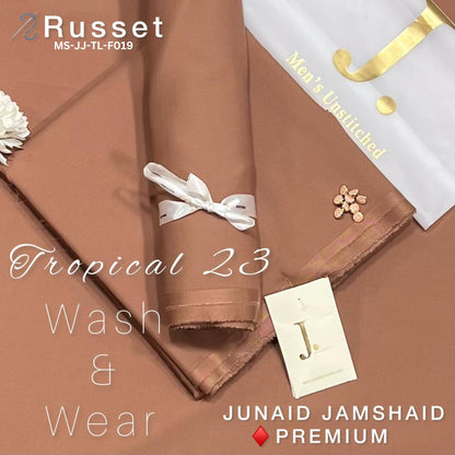 J Dot Premium Summer Tropical Unstitched Suit for Men | Russet | MS-JJ-WW-F019