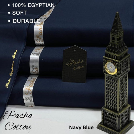 PASHA Premium Quality Soft Cotton Unstitched Suit for Men | Navy Blue