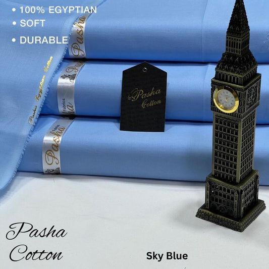 PASHA Premium Quality Soft Cotton Unstitched Suit for Men | Sky Blue
