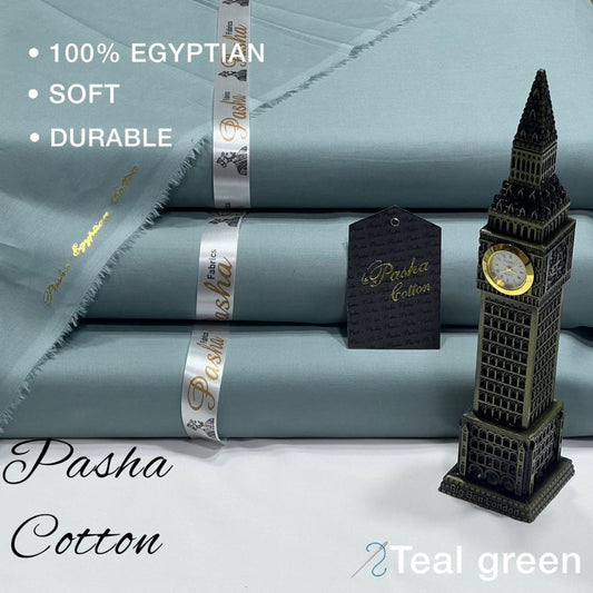 PASHA Premium Quality Soft Cotton Unstitched Suit for Men | Teal Green