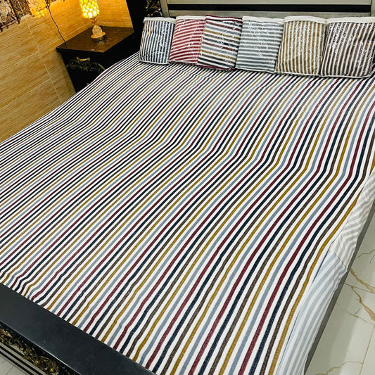 Comforter House | Waterproof Mattress Cover | Protector | Multi Color Striped | Double Bed | King Size