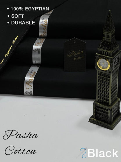 PASHA Premium Quality Soft Cotton Unstitched Suit for Men | Black