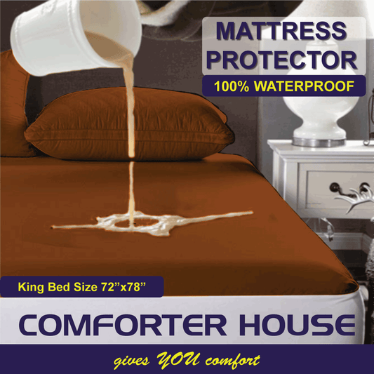 Comforter House | Waterproof Mattress Cover | Protector | Camel | Double Bed | King Size