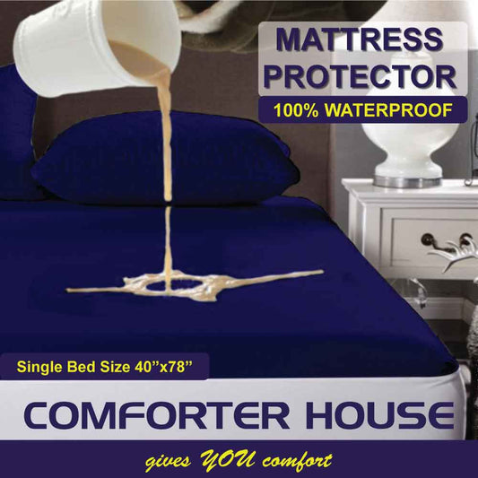 Comforter House | Waterproof Mattress Cover | Protector | Blue | Single Bed