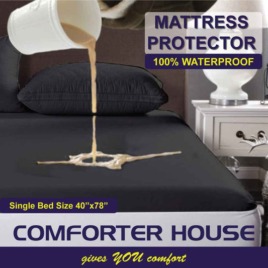 Comforter House | Waterproof Mattress Cover | Protector | Grey | Single Bed