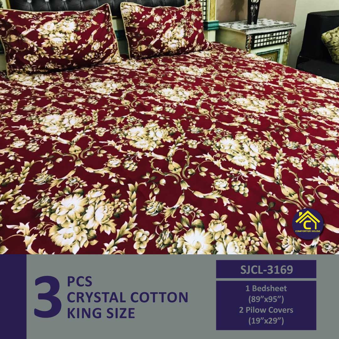 Comforter House | Crystal Bed Sheet | Double Bed | King Size | 3169