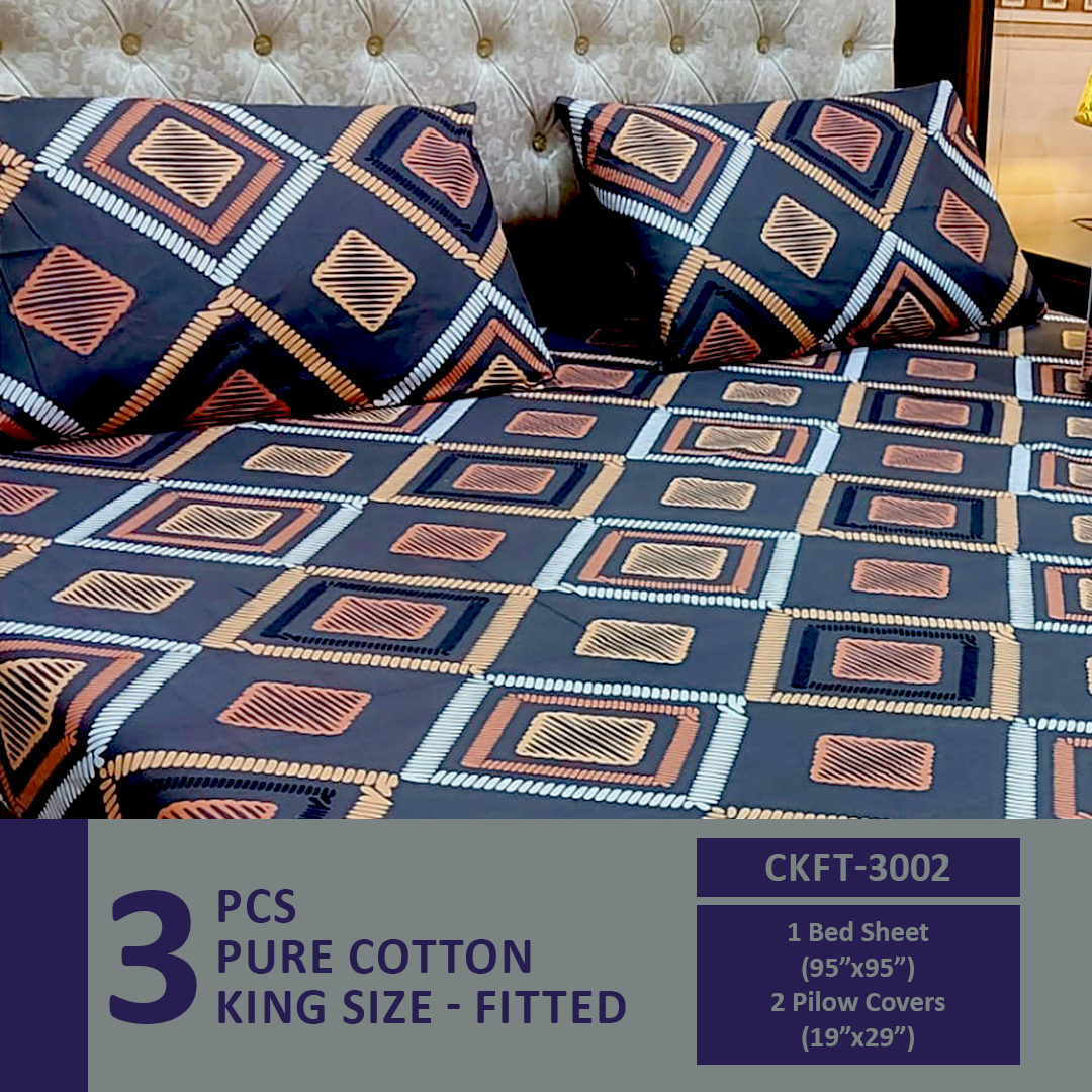 Comforter House | Pure Cotton Fitted Bed Sheet | Double Bed | King Size