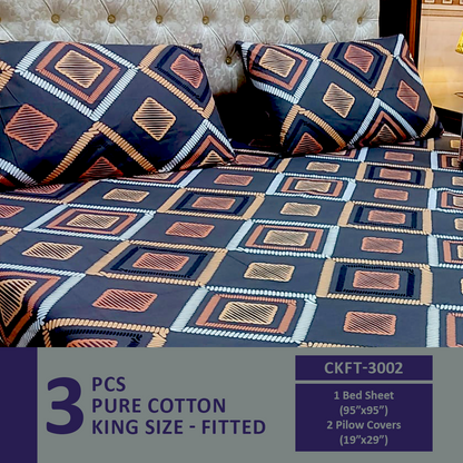 Comforter House | Pure Cotton Fitted Bed Sheet | Double Bed | King Size