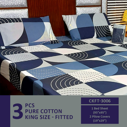 Comforter House | Pure Cotton Fitted Bed Sheet | Double Bed | King Size