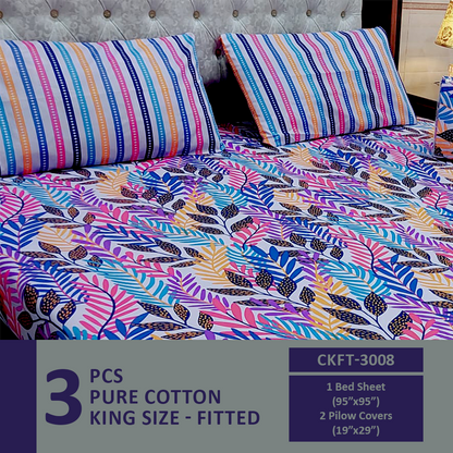 Comforter House | Pure Cotton Fitted Bed Sheet | Double Bed | King Size