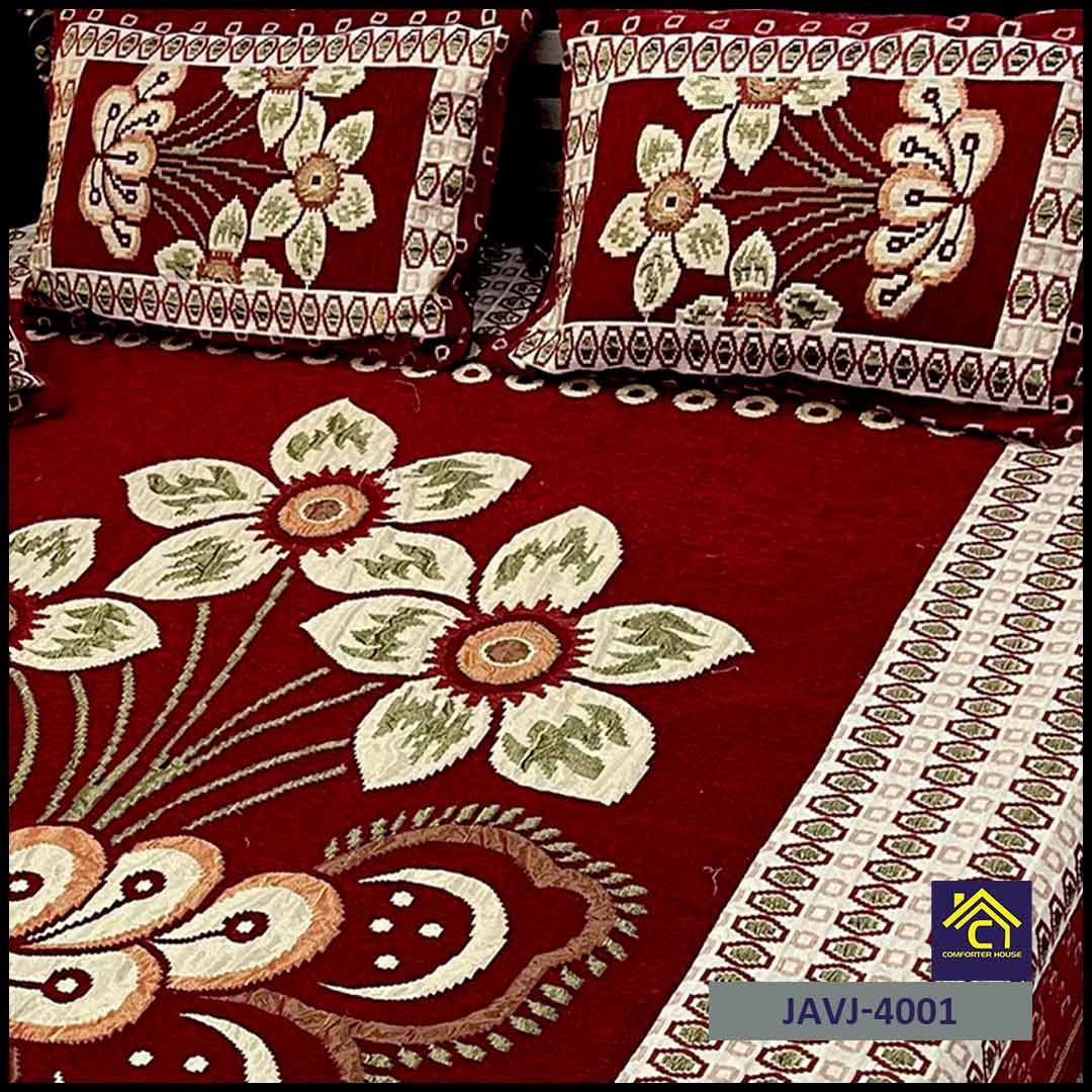 Comforter House | 4 Pcs Velvet Jacquard Fancy Bed Set