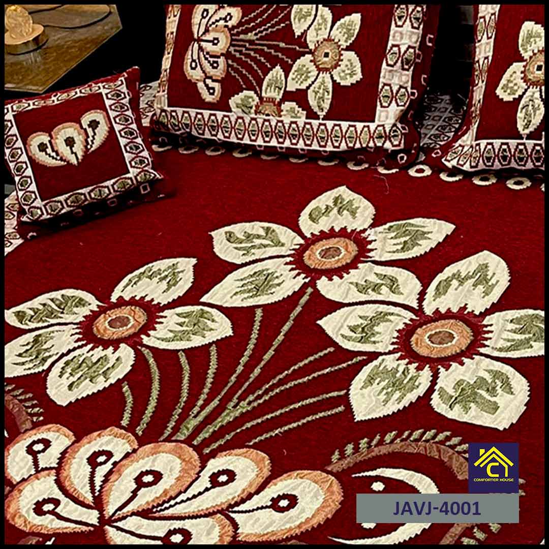 Comforter House | 4 Pcs Velvet Jacquard Fancy Bed Set