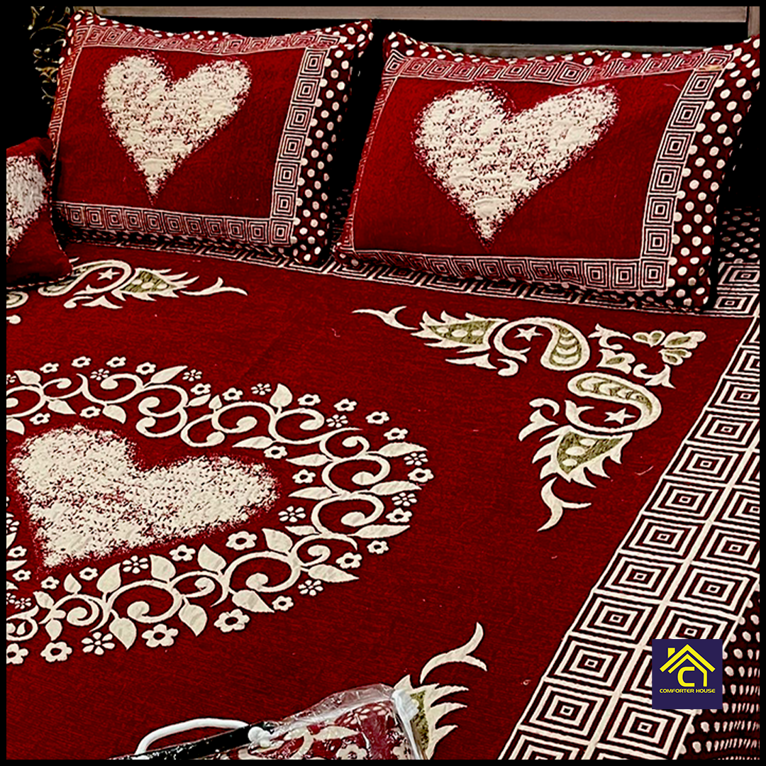 Comforter House | 4 Pcs Velvet Jacquard Fancy Bed Set