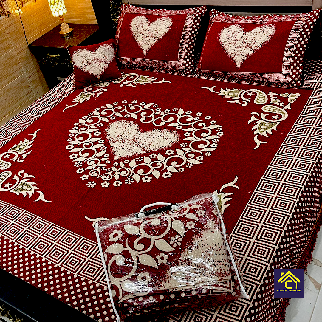 Comforter House | 4 Pcs Velvet Jacquard Fancy Bed Set