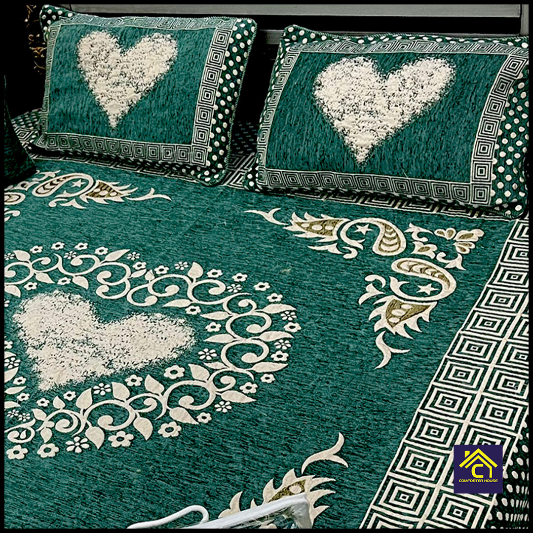 Comforter House | 4 Pcs Velvet Jacquard Fancy Bed Set