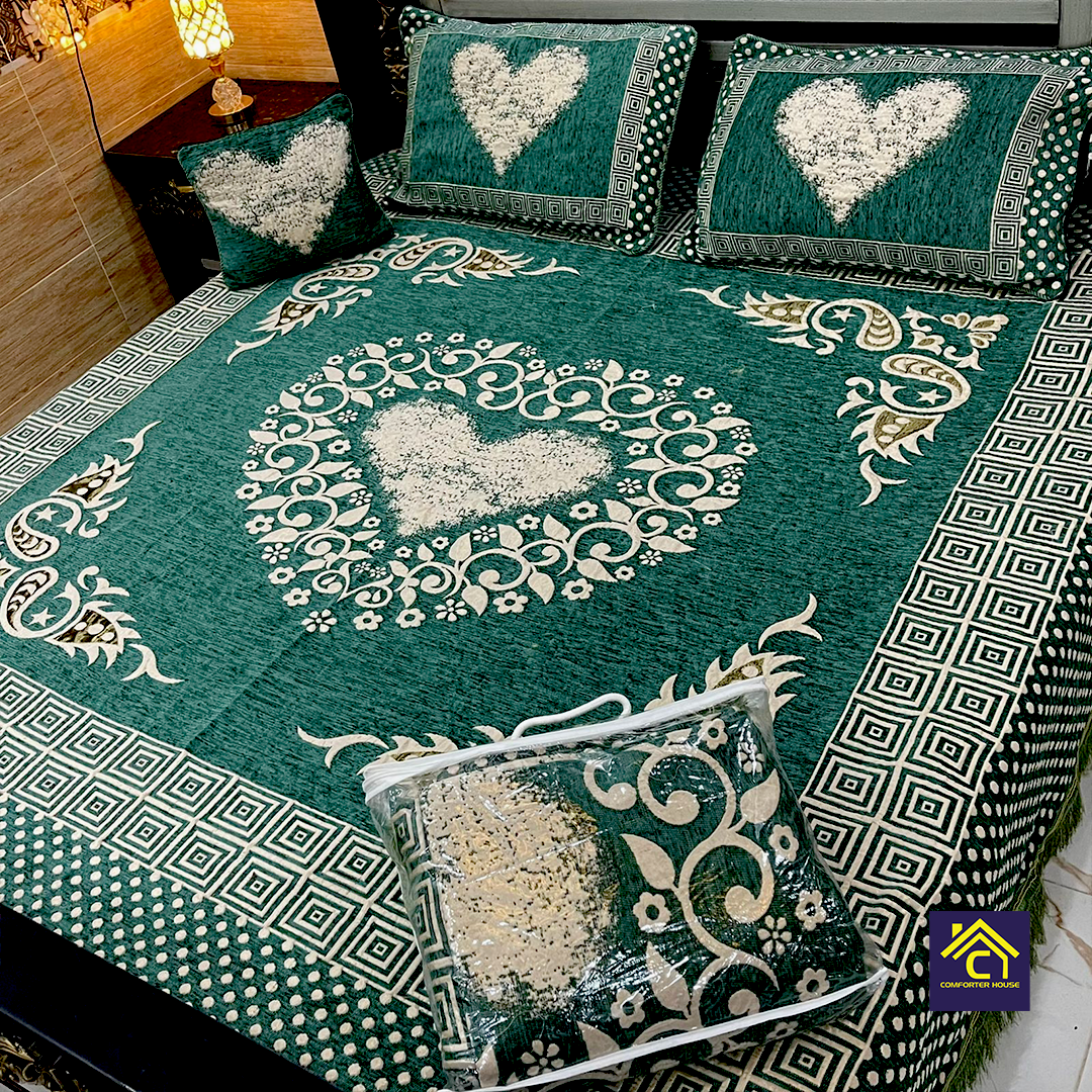 Comforter House | 4 Pcs Velvet Jacquard Fancy Bed Set